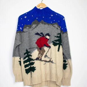 Ralph Lauren Vintage 90s Ski Scene Skiing  Wool Sweater